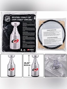 NHL Silver Inflatable Stanley Cup with Carolina Hurricanes Logo